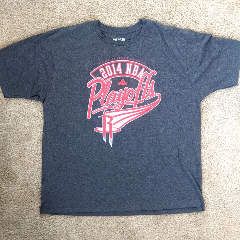 Houston Rockets Shirt NBA Playoffs 2014 Adidas Basketball Mens 2XL XXL Gray